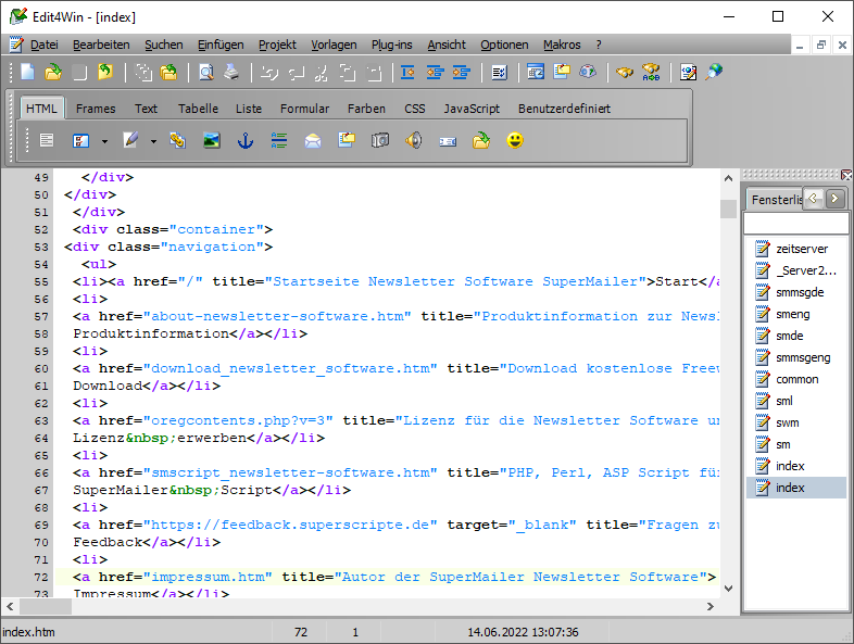 Screenshot vom Programm: Edit4Win